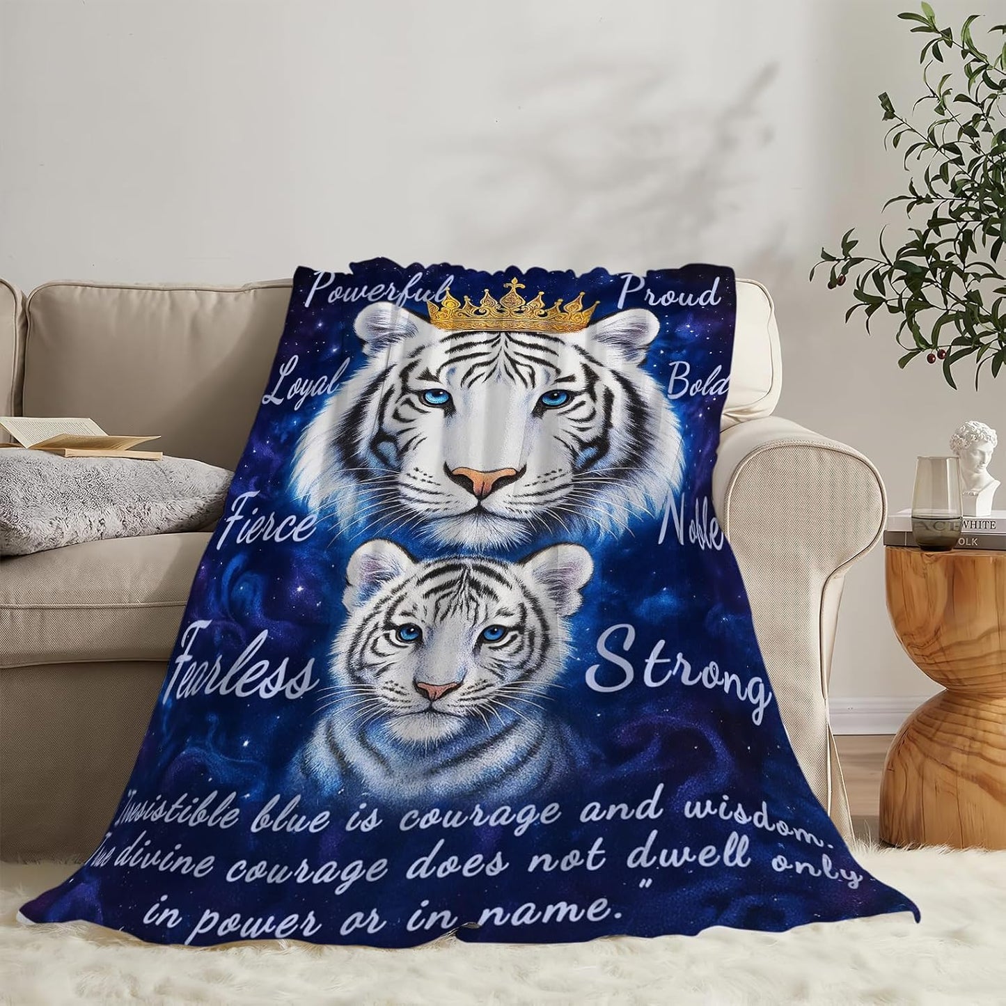 Tiger Blanket Inspirational Tigers Throw Blanket Soft Warm Cozy Fleece Fuzzy Plush Flannel Blankets Gifts for Girls Women Boys Kids Adults 40"X50"