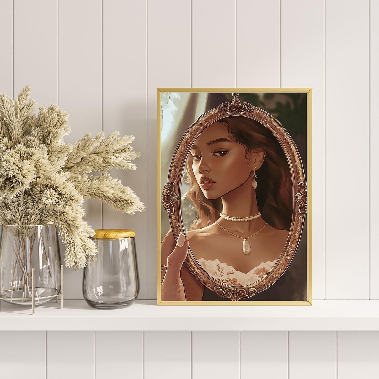 Eastern Print 6 Pieces African American Wall Art, Cute Black Princess Room Decor For Girls Bedroom, Black Girl Posters For Room Aesthetic, Black Women Poster For Room Aesthetic, Unframed 8x10 Inches