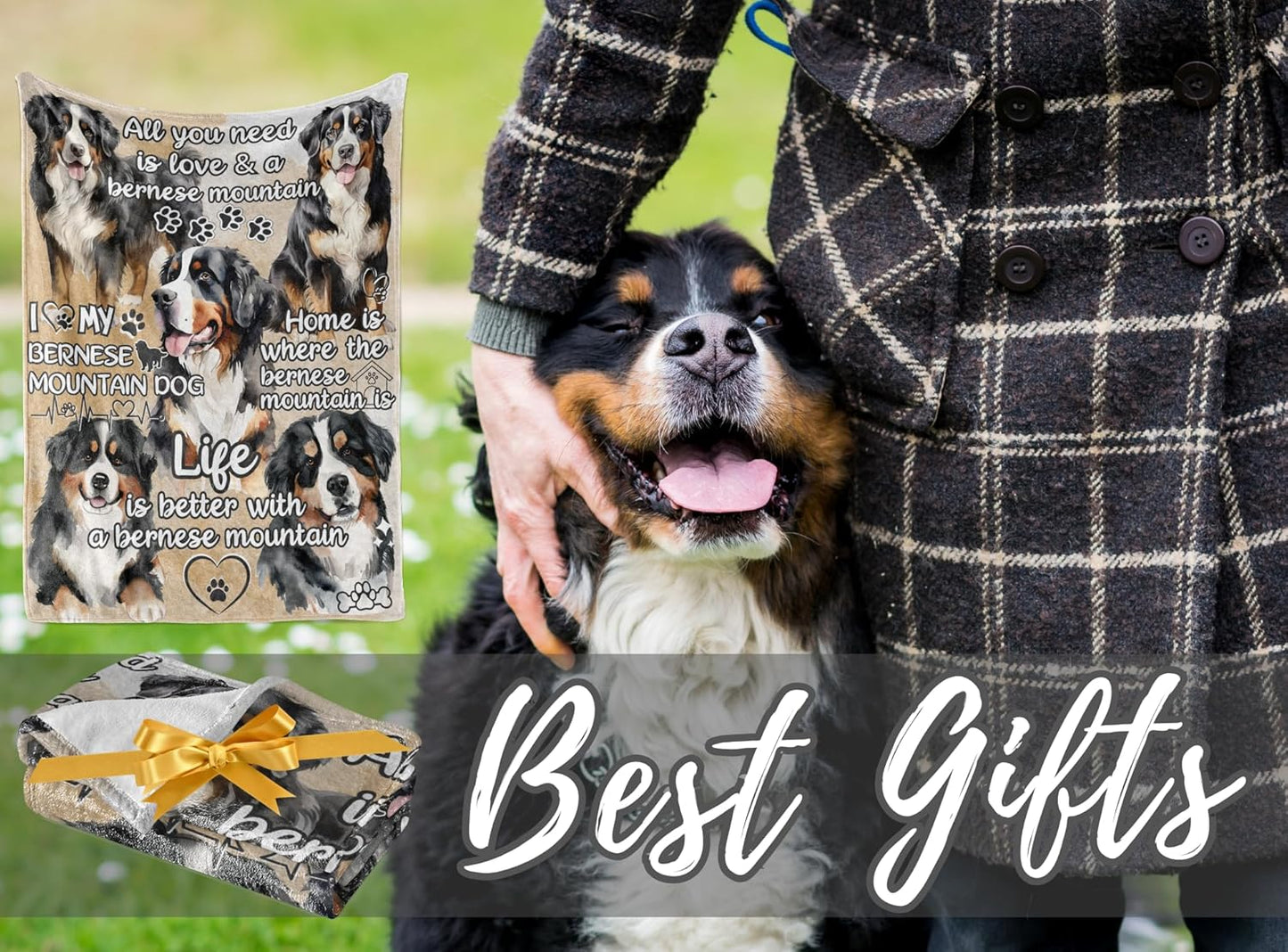 Bernese Mountain Blanket Gifts for Dog Lover & Owner, Bernese Mountain Gifts for Women & Men, Dog Mom & Dad, Soft Flannel Blanket, 65 x 50 inches