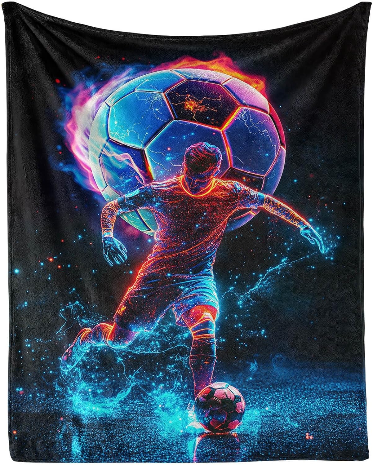Soccer Throw Blanket - Soft Flannel Blankets for Teens Adults Women Men Sports Loves - Warm Soccer Player Blankets for All Season Lap, Chair, Sofa - 60"x50"