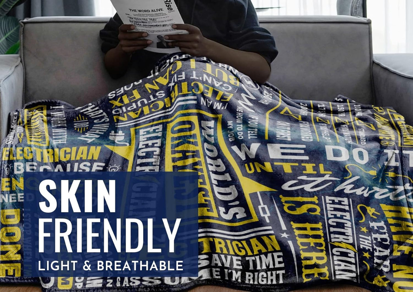 InnoBeta Electrician Gifts for Men, Throw Blanket for Dad, Husband, Father's Day, Christmas, Birthday - 50" X 65"