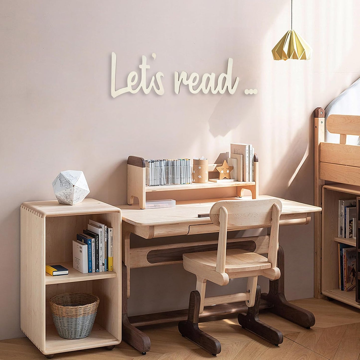 Ajqiomh Let's Read Signs Wooden Reading Nook Decor - Kids Reading Corner Decor & Family Playroom Wall Art - Nursery Wall Decor - Classroom Library Gift