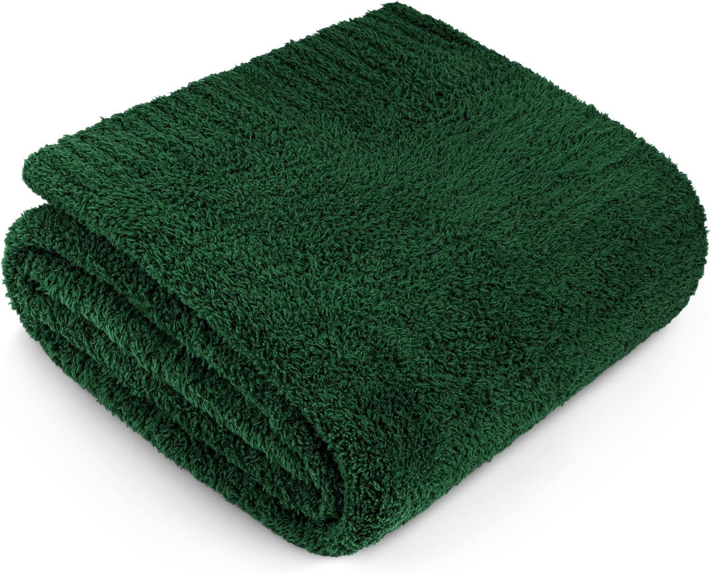 PAVILIA Super Soft Throw Blanket for Couch, Fluffy Cozy Lightweight Emerald Green Blanket, Fuzzy Warm Knit Blanket for Bed Sofa, Forest Green, 50x60