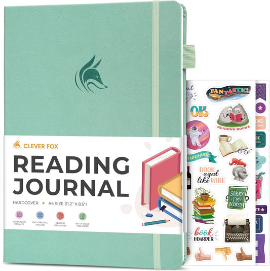 Clever Fox Reading Journal Large – Guided Book Review Log & Tracker – Gifts & Accessories for Reading Lover – Book Tracking Journal for Kids & Adults, 8.5x11.2” (Mint Cream)