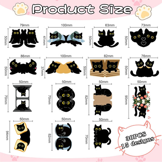 30Pack Cute Black Cat Bookmark Magnetic Bookmarks for Reading Women Men Kids Teacher Book Lovers Gifts, Unique Personalized Bookmarks Bulk Magnet Bookmark Clips Pretty Funny Novelty Page Book Markers