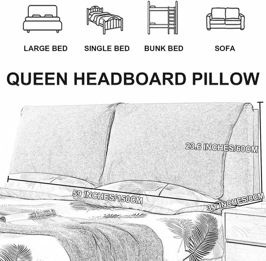 Red,Paste/75x23x3In,Solid Color Bed Backboard Wall Pillow Cotton Linen Upholstered Headboard Cushion Large Headboard Backrest Bed Support Bolster Removable Pillow Slipcover