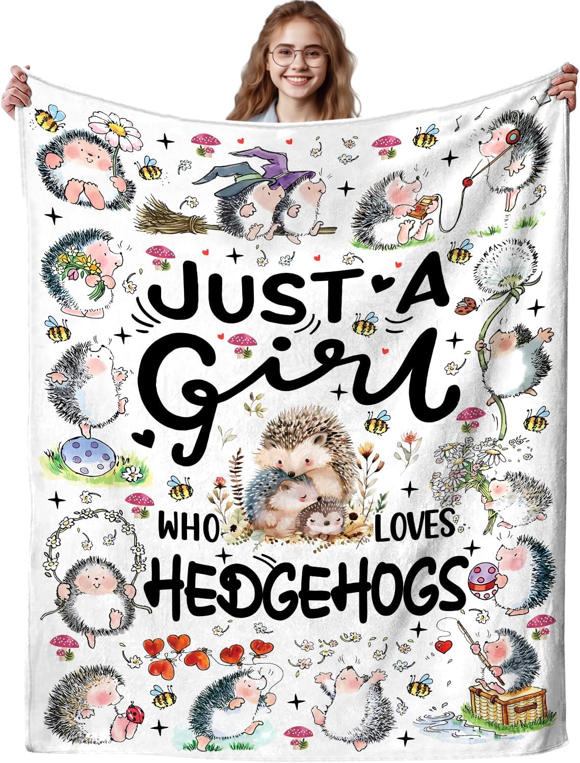 Cute Hedgehogs Blanket Gifts for Hedgehog Lovers,Cute Animal Throw Blankets Cute Hedgehogs Gifts for Girls Women 50"X40"