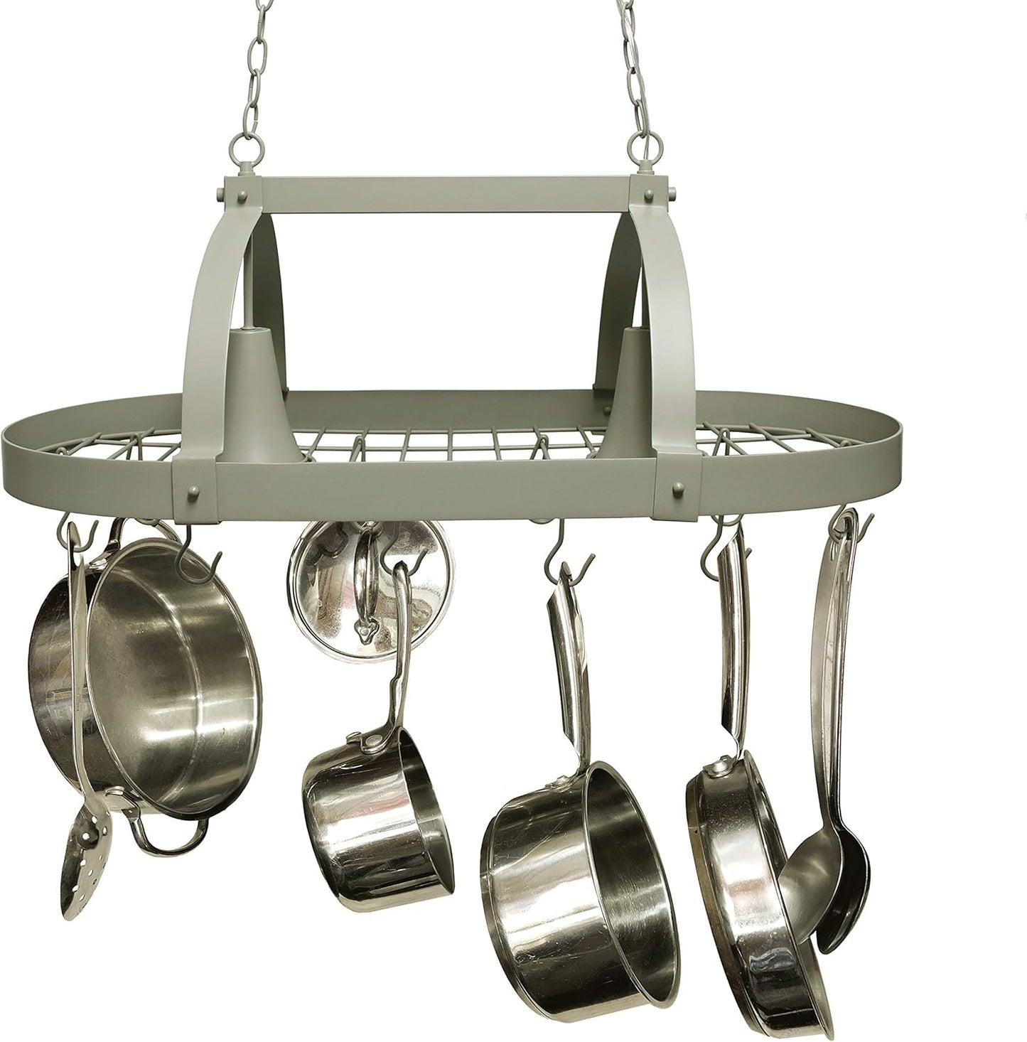 Elegant Designs PR1000-SLT Home Collection 2 Light Kitchen Pot Rack with Downlights, Slate Gray