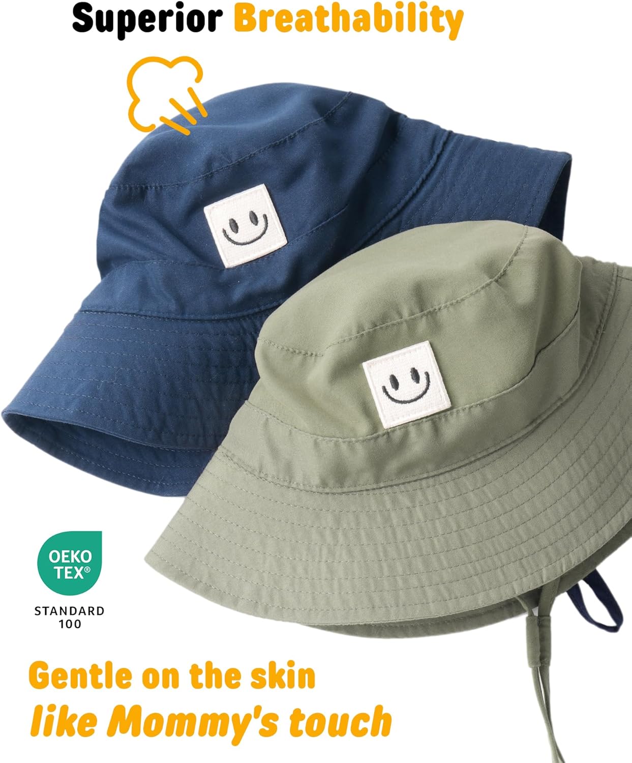 FURTALK Baby Sun Hat Smile Face Toddler Boys Girls Bucket Hat 0-5 Years Kids UPF 50+ Sun Protection Summer Hats