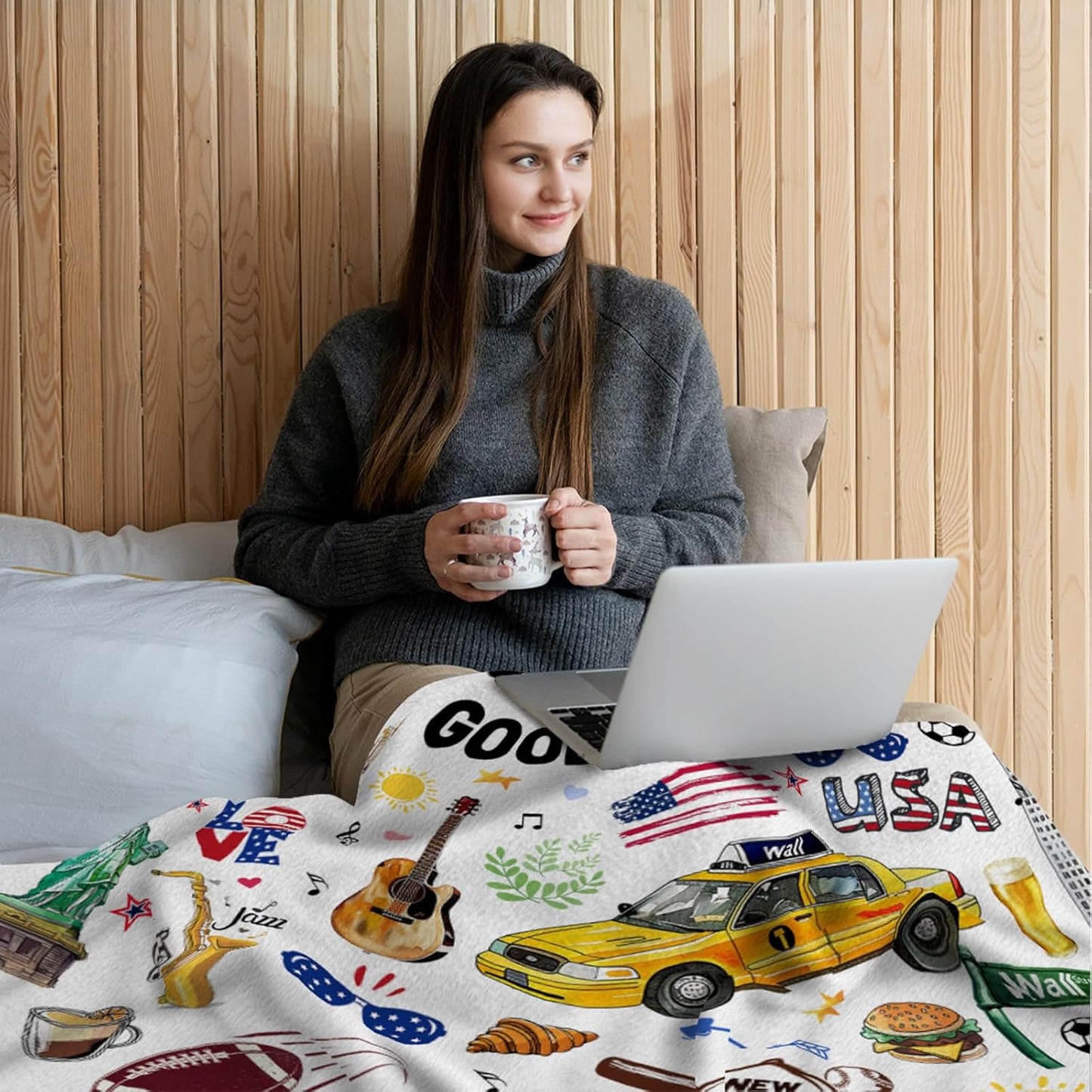 New York Travel Souvenirs Gift Throw Blanket, Welcome to New York City Themed Gifts for Traveller Women Friends, I Love NYC Travel Trip Favors Soft Blanket 50 * 60in