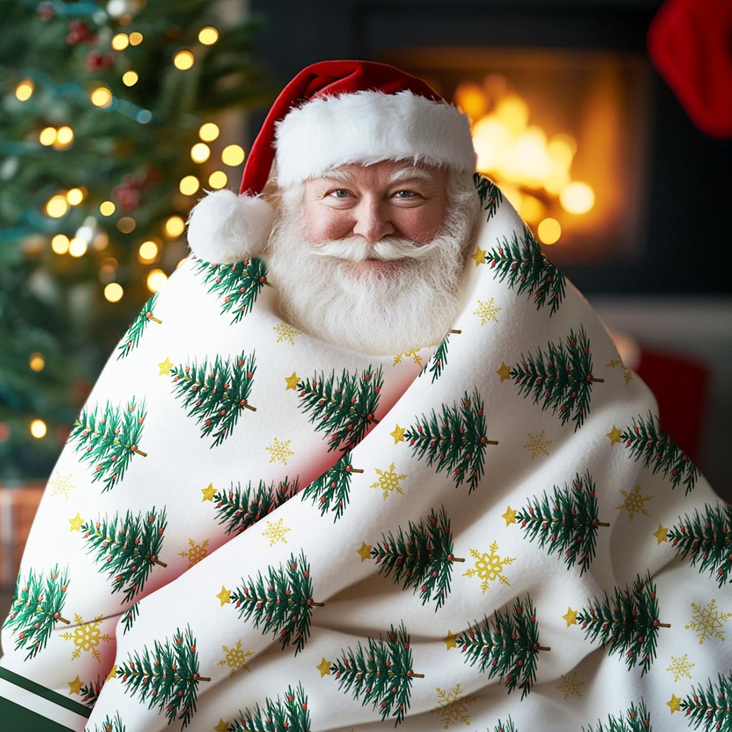 Merry Christmas Cartoon Flannel Blanket, Xmas Throw Blanket Gifts for Kids Men Women, Funny Holiday Holly Jolly Hohoho Soft Blanket for Bedding Sofa 50 x 60 Inch