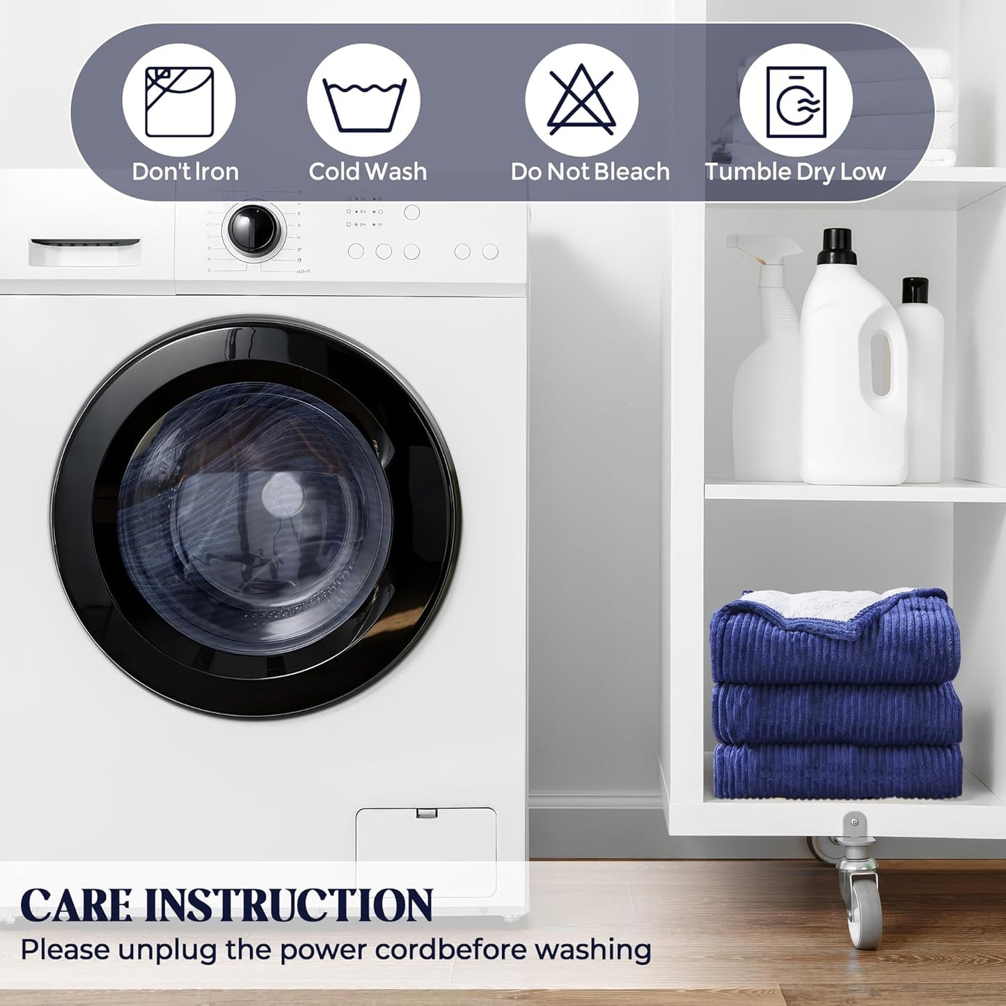 Heated Electric Blanket Throw Size 50"x 60" Heating Thow Blanket Soft Warm Thick Bed Blanket for Cold Winter 5-Position Timer &10 Heating Setting Home Office Use & Washable