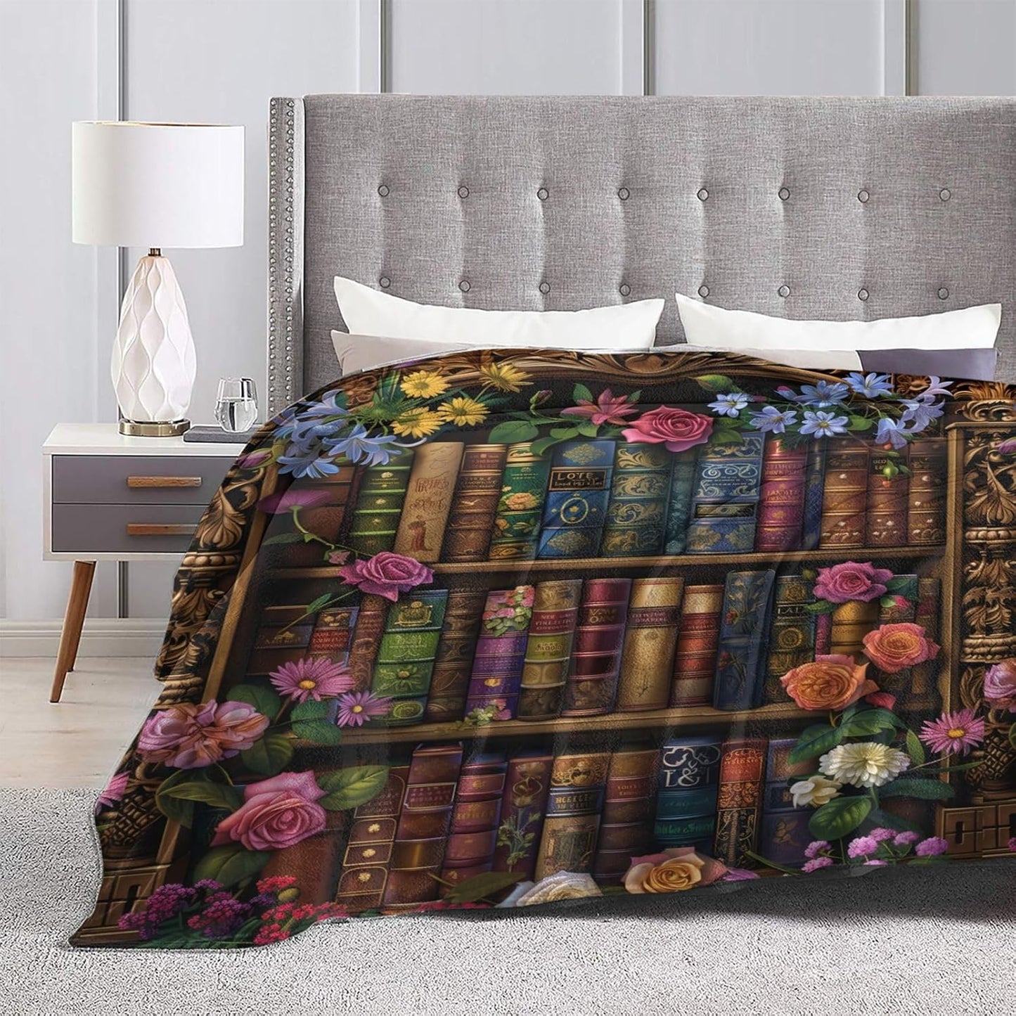 Book Blanket Gifts for Book Lovers, Flannel Book Librarian Gifts, Book Club Gifts for Reading Lover Bookish, Literary Gift Ideas, Best Bookworm Gifts on Birthday Graduation, Plush Book Decor 50x60in
