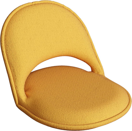 Floor Chair Adjustable Back Support Folding Chair Padded Meditation Seating 5-Position Multiangle Portable Comfy Cushion Recliner for Adults Kids Video-Gaming Reading Watching Lay Flat,Yellow
