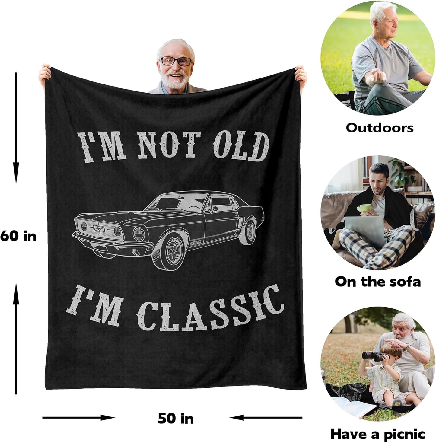 Gifts for Men - Funny Birthday Father's Day Retirement Gift Ideas for Older Men Grandpa Dad Husband - Throw Blanket 50"x60"