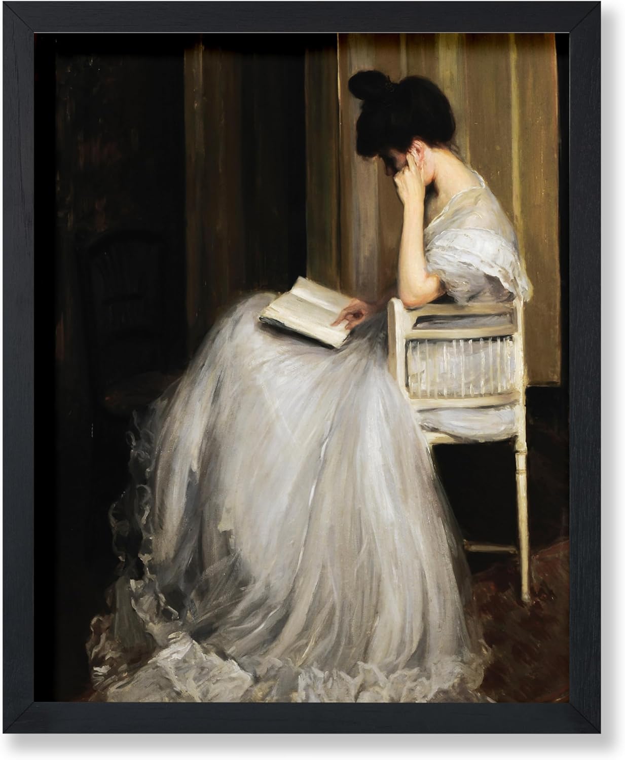 Poster Master Vintage Woman Reading Painting Poster - Retro Victorian Woman Print - Moody Art - Minimal Art - Gift for Men & Women - Decor for Bedroom, Living Room or Office - 8x10 UNFRAMED Wall Art