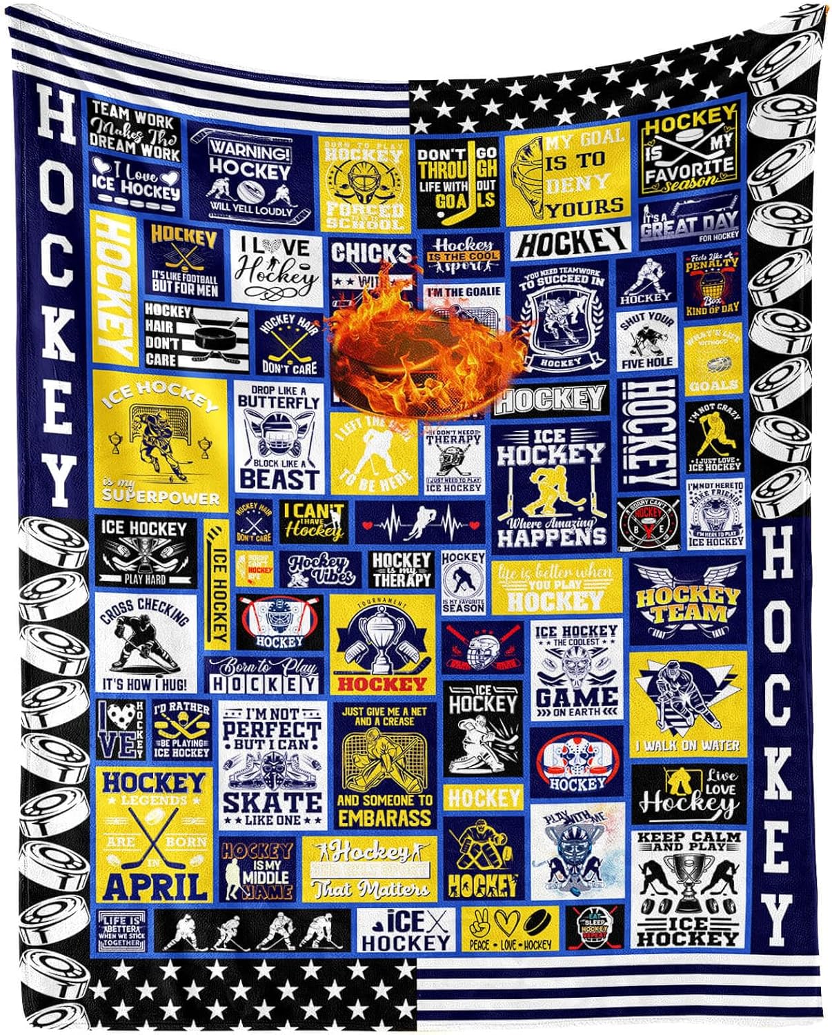 Soft Flannel Sports Blanket for Girls & Boys - Warm Hockey Throw Blanket for All Seasons - 50"x40"