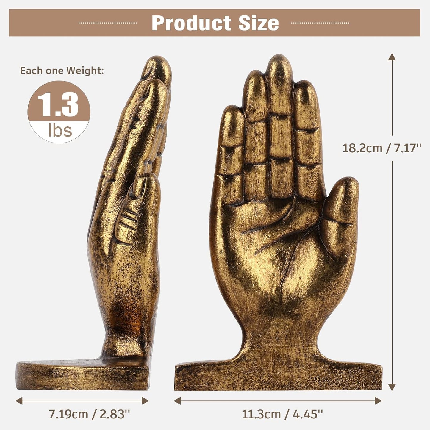 Book Ends to Hold Books Heavy Duty - Book Ends for Shelves, MXARLTR Decorative Bookends for Heavy Books with Anti-Slip Base Book Stopper for Home Office Meditation Yoga Room Decor (Antique Brass)