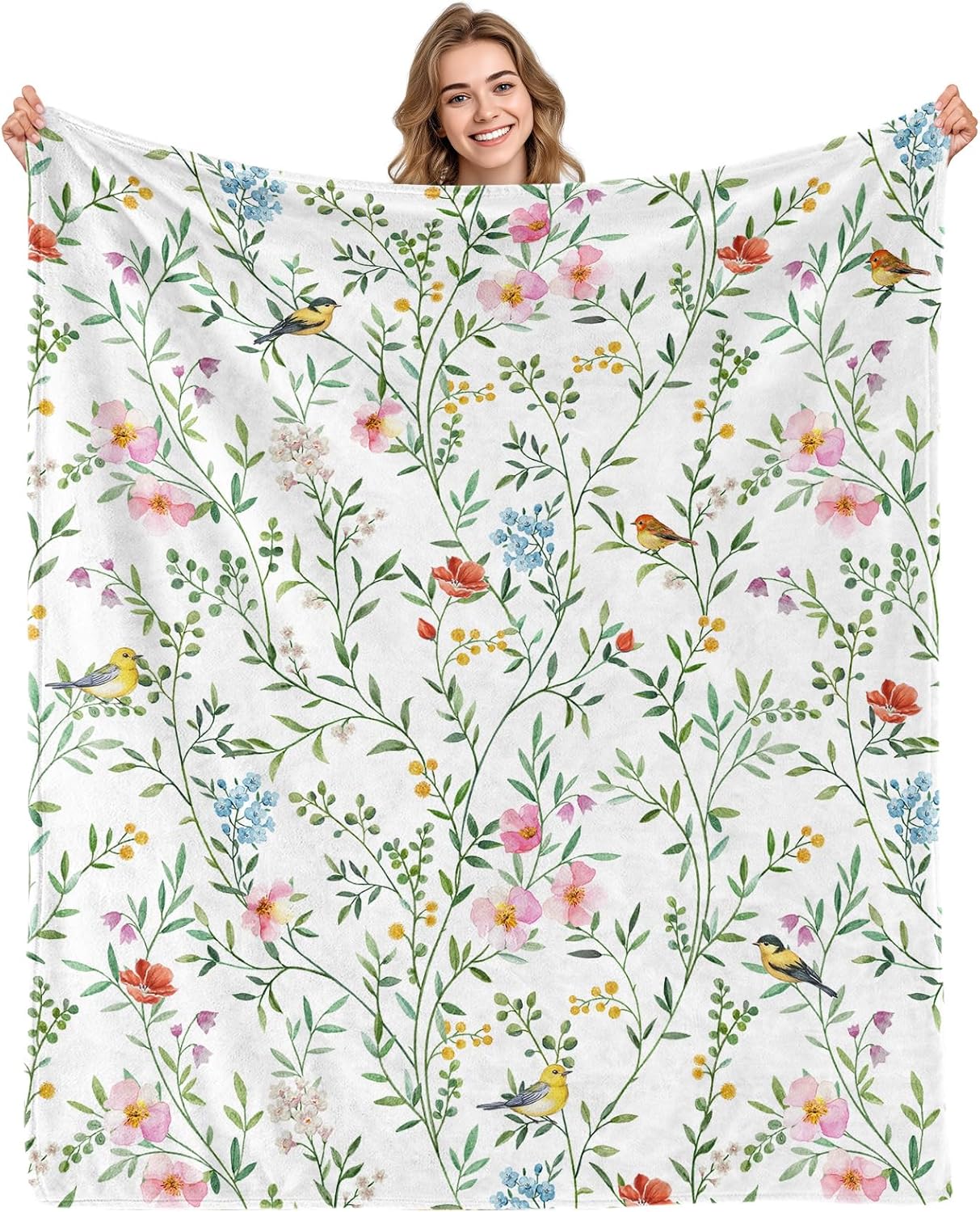Aimego Wildflowers Blanket Gifts for Women Boho Plant Floral Throw Blanket Colorful Flowers Blankets Birthday Gift for Girls Flannel Flower for Living Room Bed Sofa and Chair Decor(50X60 Inch)