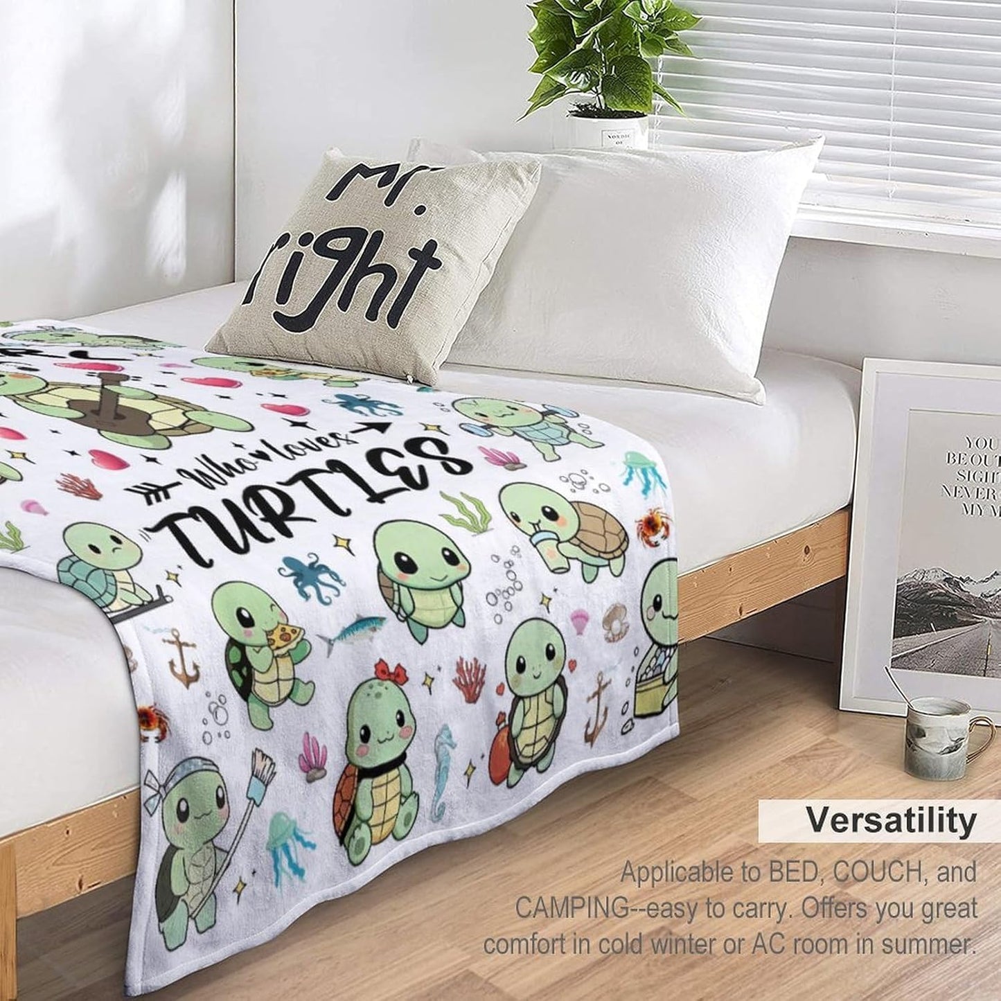 Sea Turtle Blanket Soft Cozy Flannel Turtles Themed Throw Blankes Decor Bedding Gifts for Kids Girls Adults 60"x50"