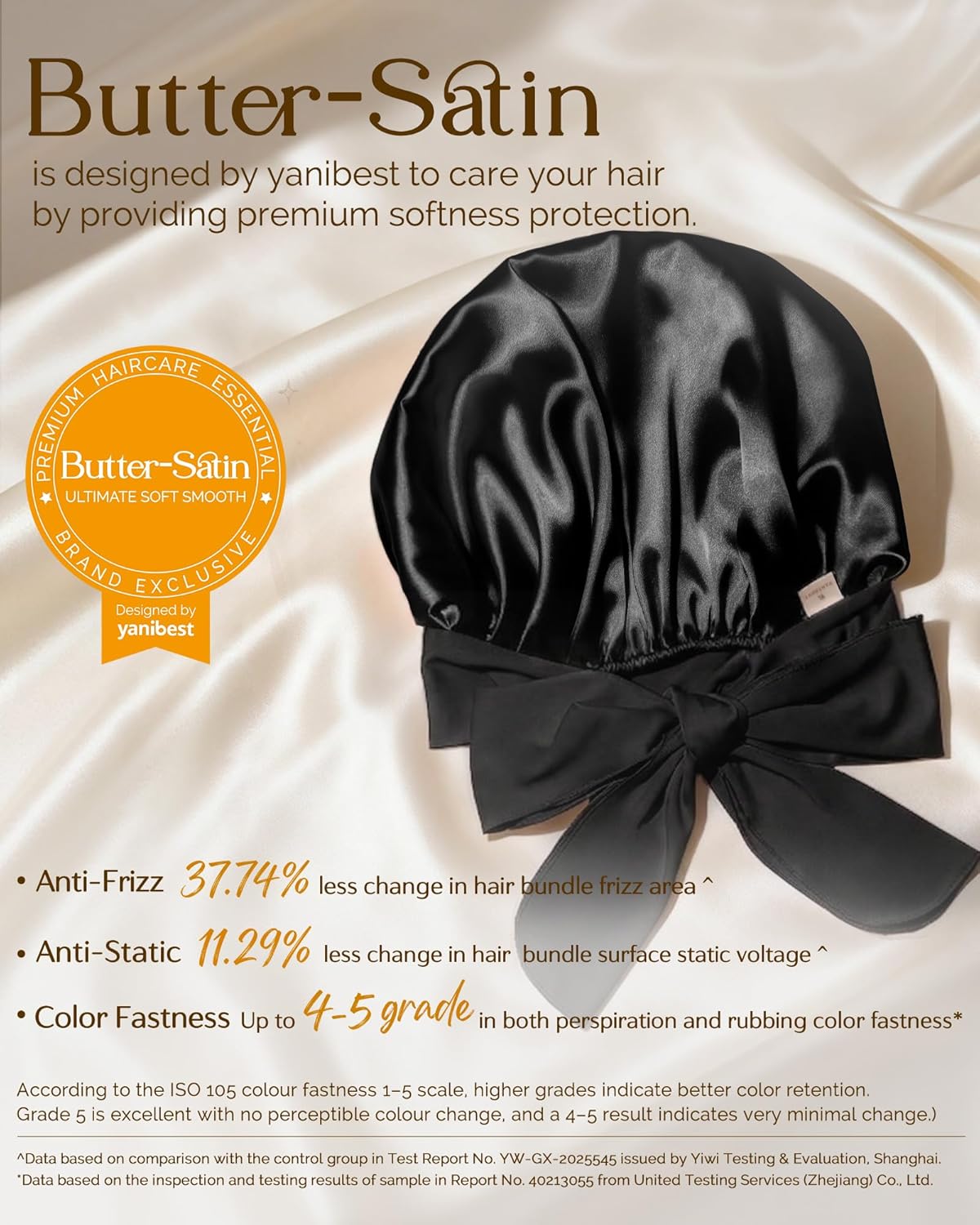 YANIBEST Adjustable Satin Bonnet for Sleeping Women Double Layer Hair Wrap Reduce Friction Prevent Frizz Natural Curly Hair
