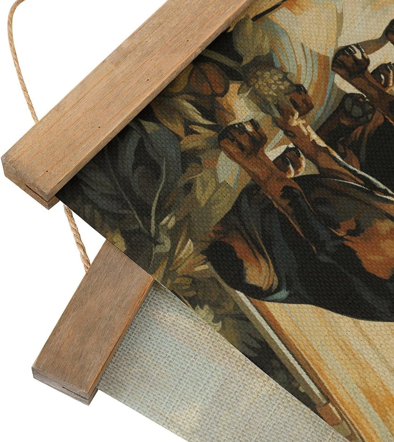 Vintage Dachshund Dog Bento Poster with Wooden Frame Personalized Linen Hanging Scroll Painting Rustic Wall Hanging Illustrative Modern Artwork Decor for Home Living Room Bedroom Office