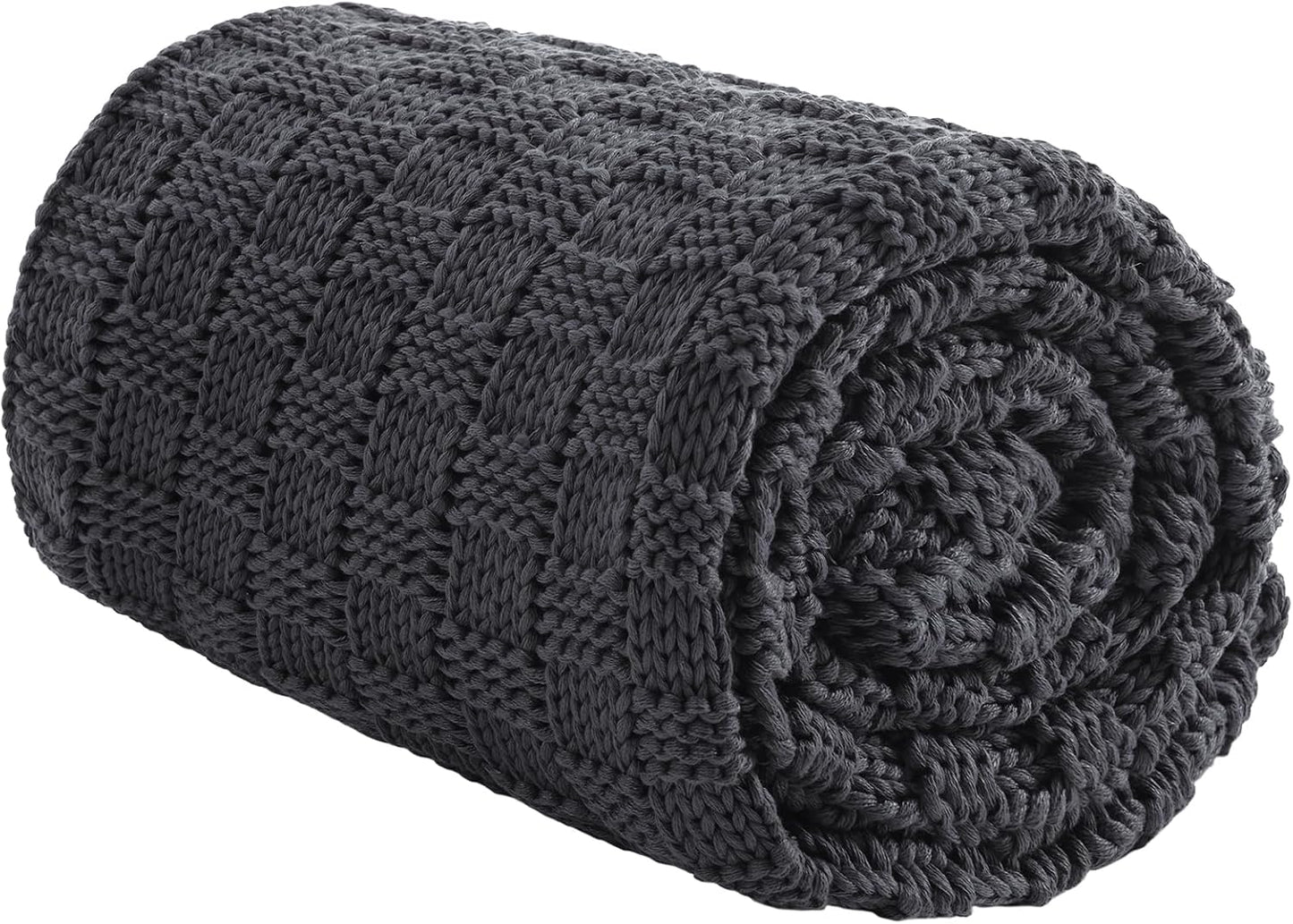 Knitted Weighted Blanket for Adult, No Beads Heavy Blanket 48” x 72'' 15lbs, Breathable Chunky Knit Blanket, Cooling Weighted Blanket for Hot Sleepers, Christmas Home Decor (Dark Grey)