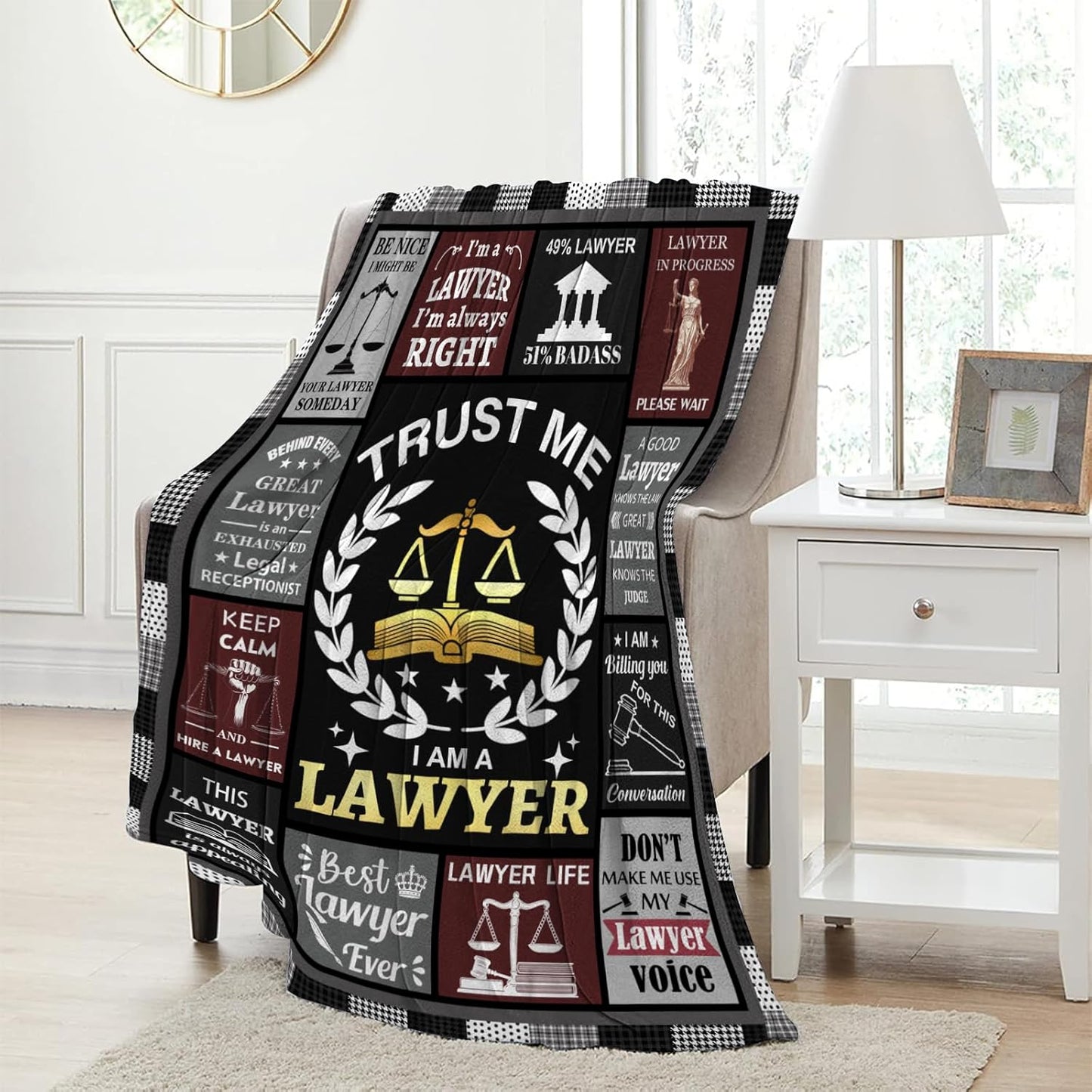 Lawyer Gifts for Women Men, Best Lawyer Ever Soft Flannel Blanket 60"X50", Law School Gifts for Future Lawyers, Attorney Graduation Retirement Birthday Gifts for Passing The Bar Exam Blanket