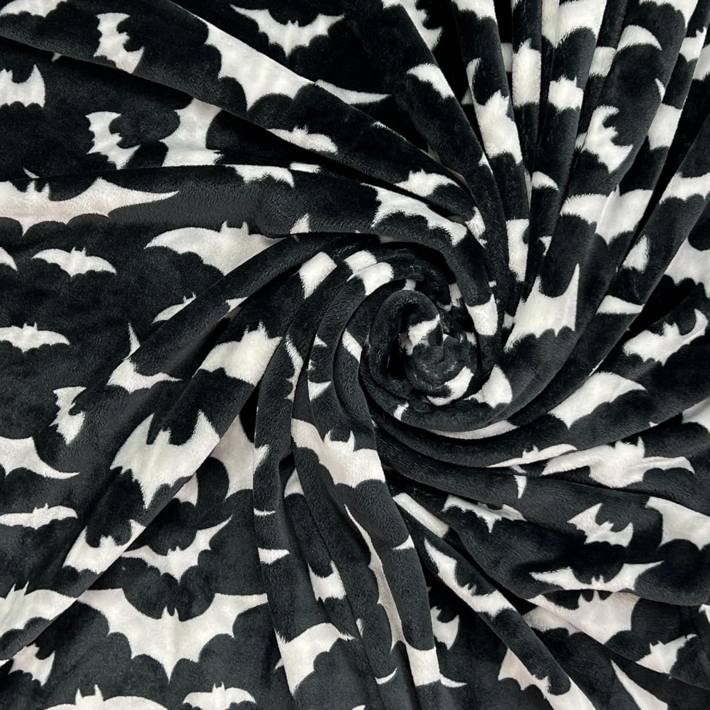Spooky Halloween Throw Blanket for Couch or Sofa: Silver Night Bats on Black Design on Soft Velvet Fleece Oversized 50" x 70"