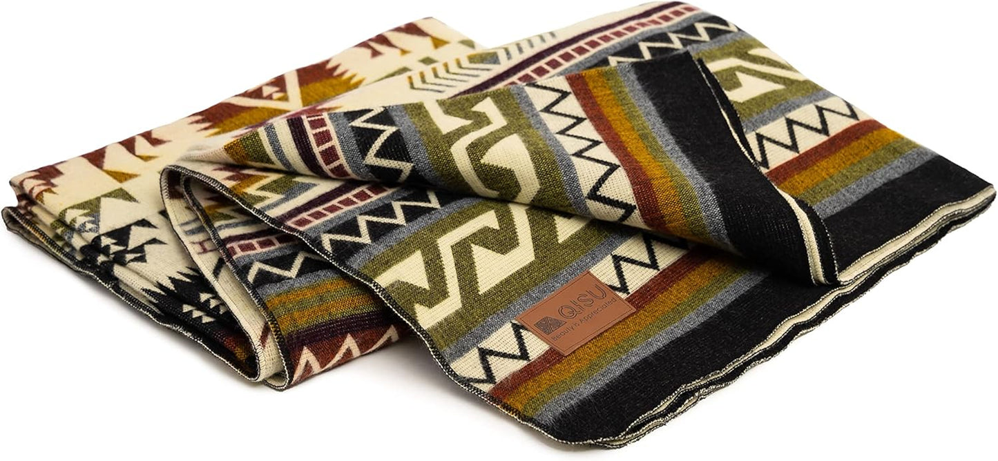 QISU Wool Blanket Throw | Large, Beautiful, Warm, Handmade in Ecuador by Local Artisans |94″ x 78″|Ultra-Soft, Hypoallergenic & Breathable | Non-Itchy or Scratchy Fabric(Blue Footed Bobby)