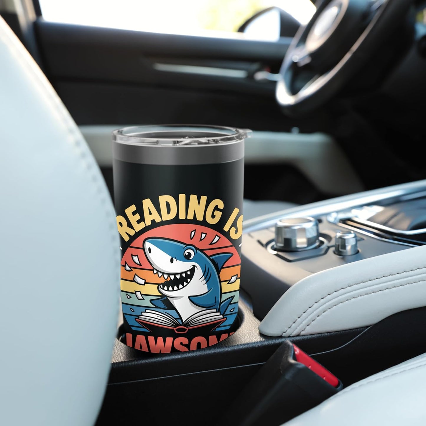 Reading Is Jawsome Shark reading Stainless Steel Insulated Tumbler