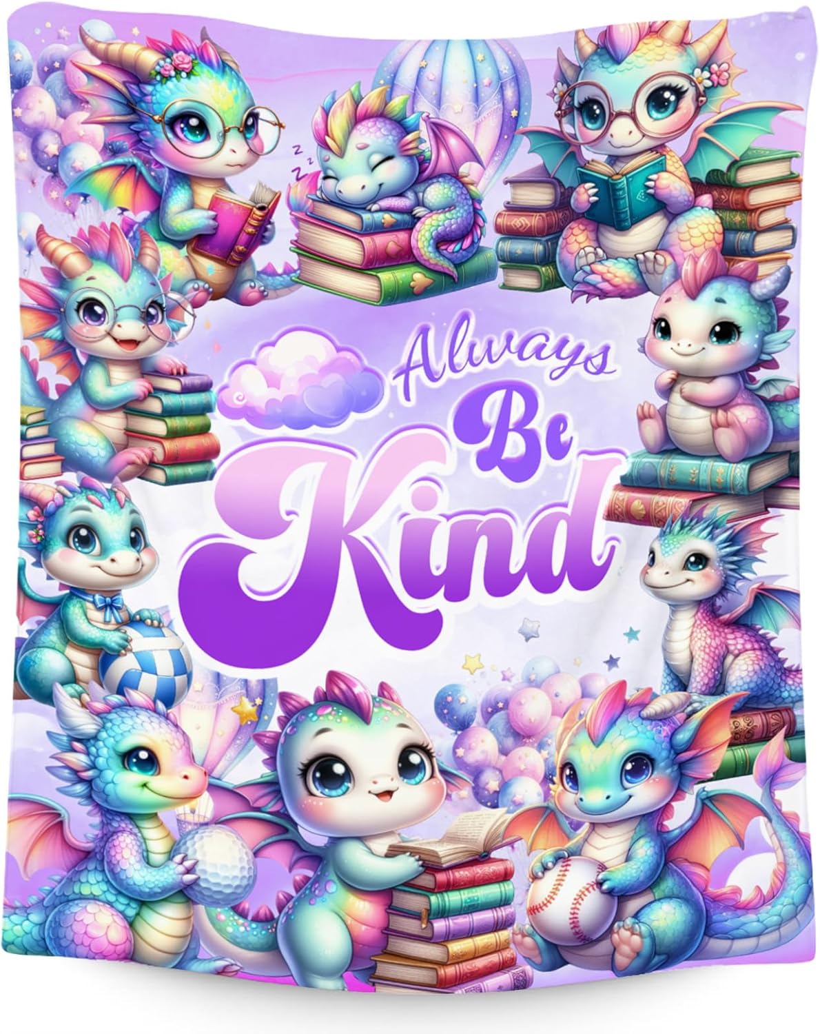 UNIKITTY Dragon Blanket Gifts, Kids Blanket for Girls, 40"x50" Fuzzy Flannel Throw Positive Gifts, Encouragement Throws for Dragon Lovers