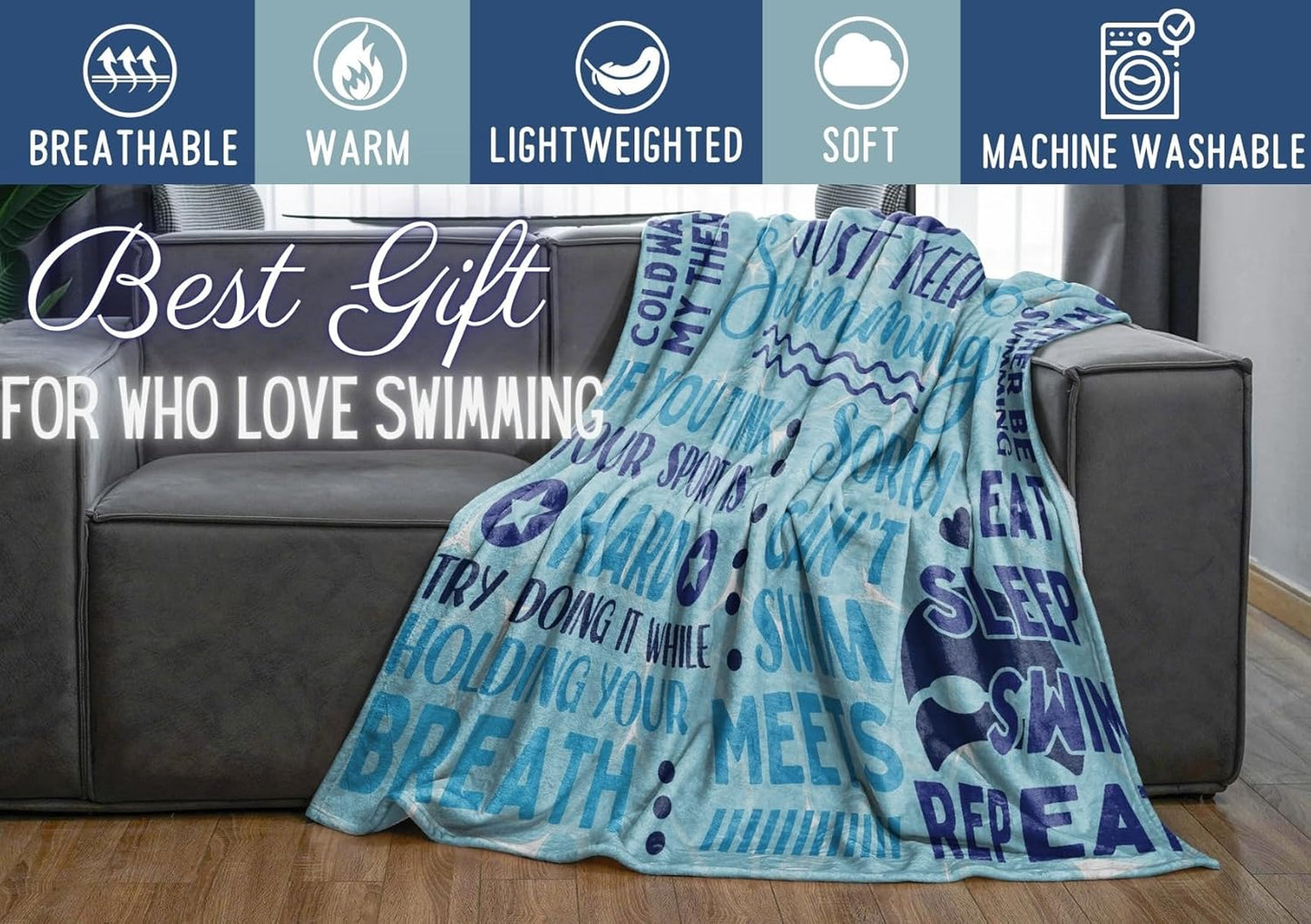 Swimming Swimmer Gifts Blanket Throw - Gift for Women, Men, Teen Girls, Teammate, Coach - Just Keep, 60" x 80"