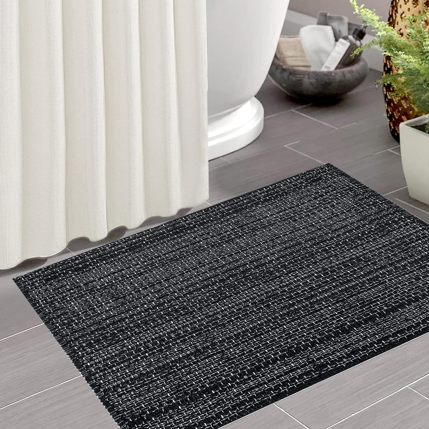 Seavish Black Kitchen Rug, Small Bathroom Rugs, 2'x3' Black and White Striped Rug Throw Rugs Washable Boho Porch Decor Indoor Outdoor Welcome Door Mat for Entryway Front Porch