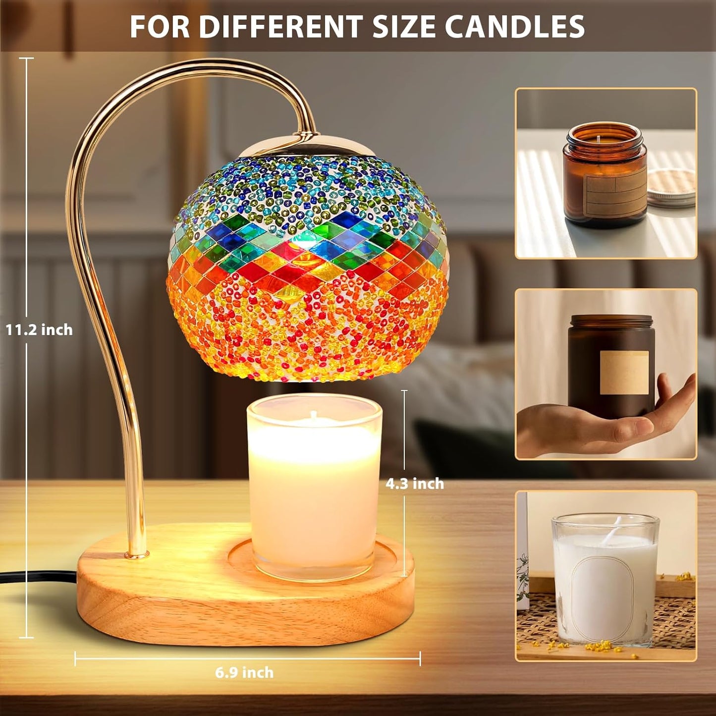 Candle Warmer Lamp with Timer and Dimmer,Electric Wax Warmer Vintage Home Decor for Scented Jar Candles,Birthday Gifts