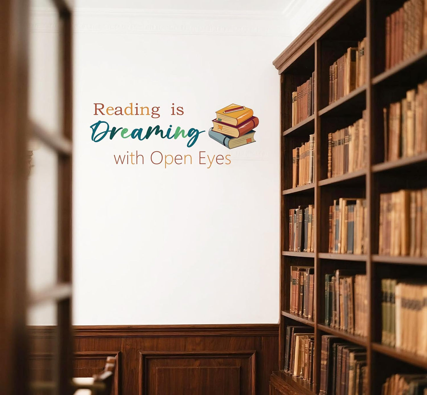 Reading Wall Decals for Kid's Room, Reading is Dreaming with Open Eyes Wall Stickers,Motivational Quotes Inspirational Saying Read Vinyl Wall Art for Classroom School Kid’s Room Library