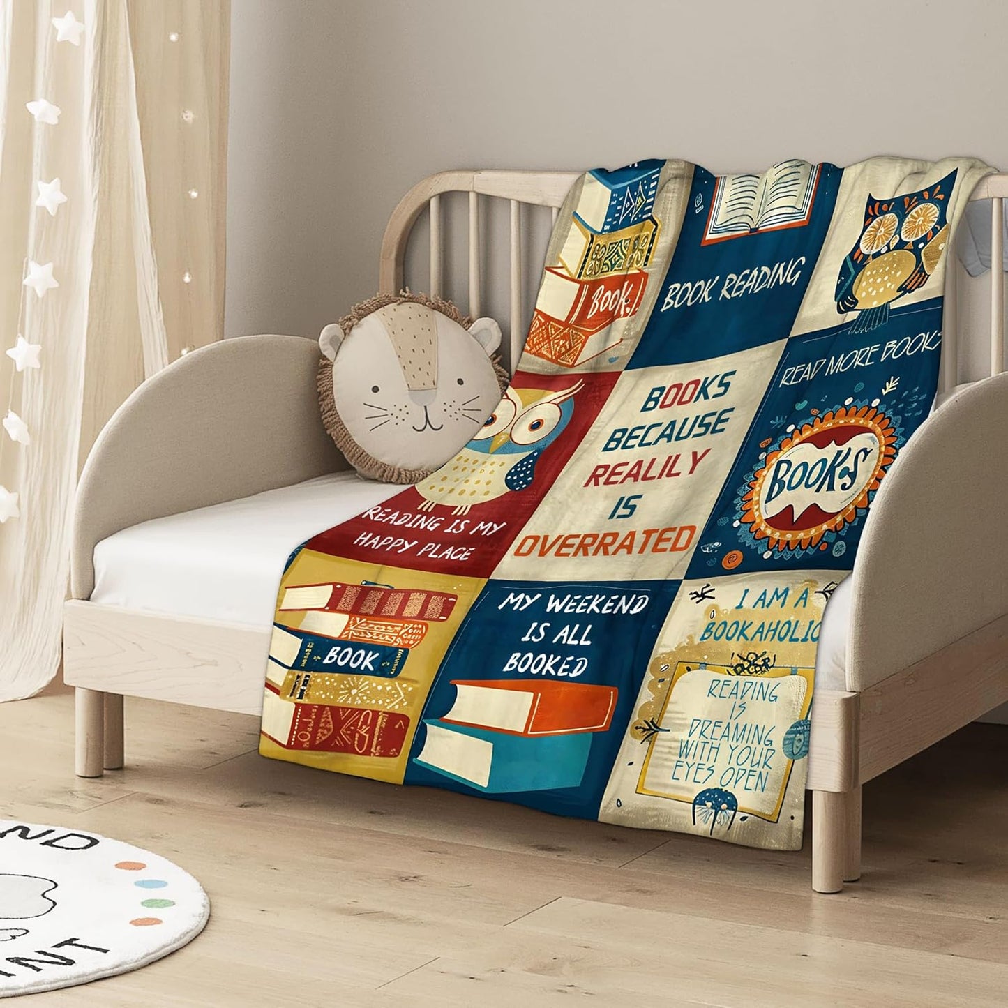 Retro Reading Poster Art Throw Blanket, Blanket Throw for Adults, Lightweight Soft Cozy Blanket for Couch Sofa Bed Room Decor 50x60 Inches