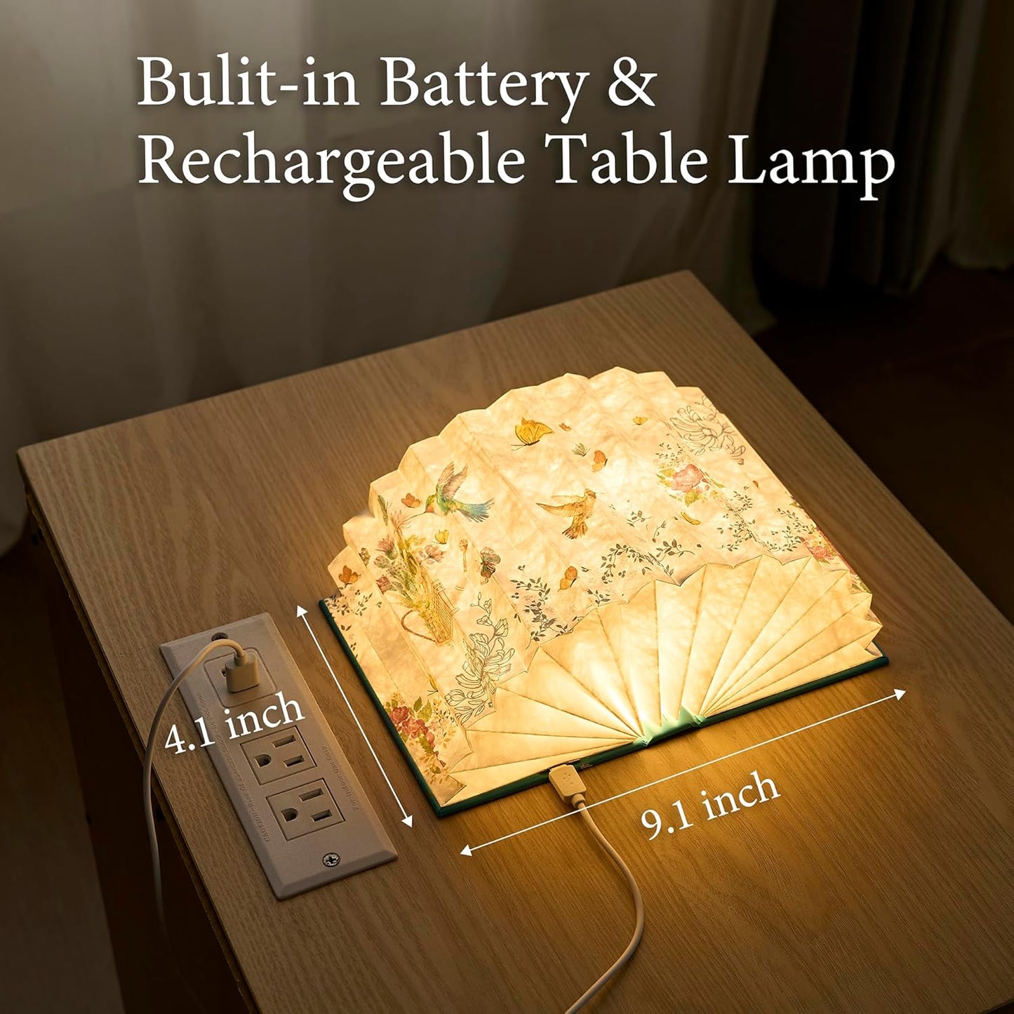 Flower Book Lamp Bookish Birthday Gifts for Women or Freinds, Foldable Paper Desk Lamp for Bedroom Living Room, Book Light as Gifts for Book Lovers, Desk Decor Cute Stuff
