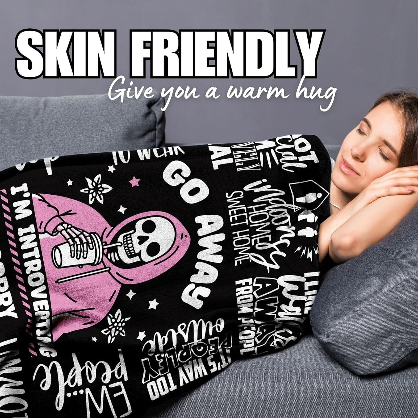 Introvert Gifts, Throw Blanket for All Seasons, Go Away I'm Introverting