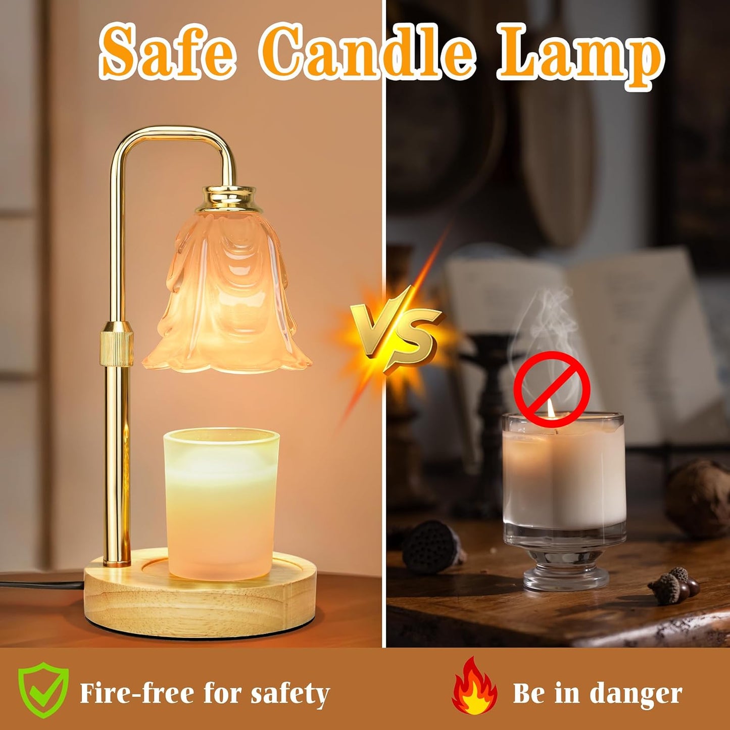 Candle Warmer Lamp with Timer Dimmer, Adjustable Height White Tulip Candle Wax Warmer, Christmas Birthday Gift for Mom Women, House Warming Gifts for New Home Bedroom Decor, White-Tulip