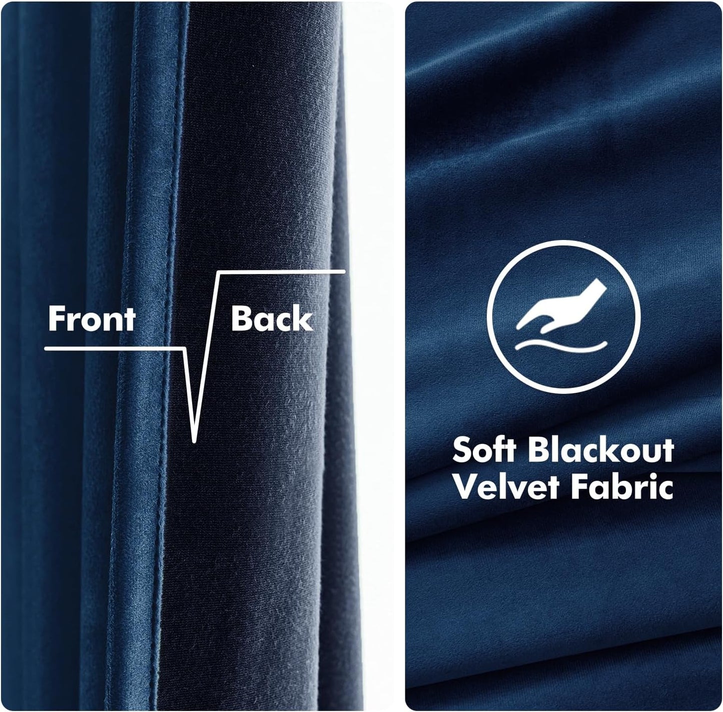 MIULEE Elegant Velvet Curtains Navy Blue Grommet Curtains Thermal Insulated Soundproof Room Darkening Blackout Curtains/Drapes for Girls & Ladys Living Room/Bedroom 52 x 96 Inch 2 Panels