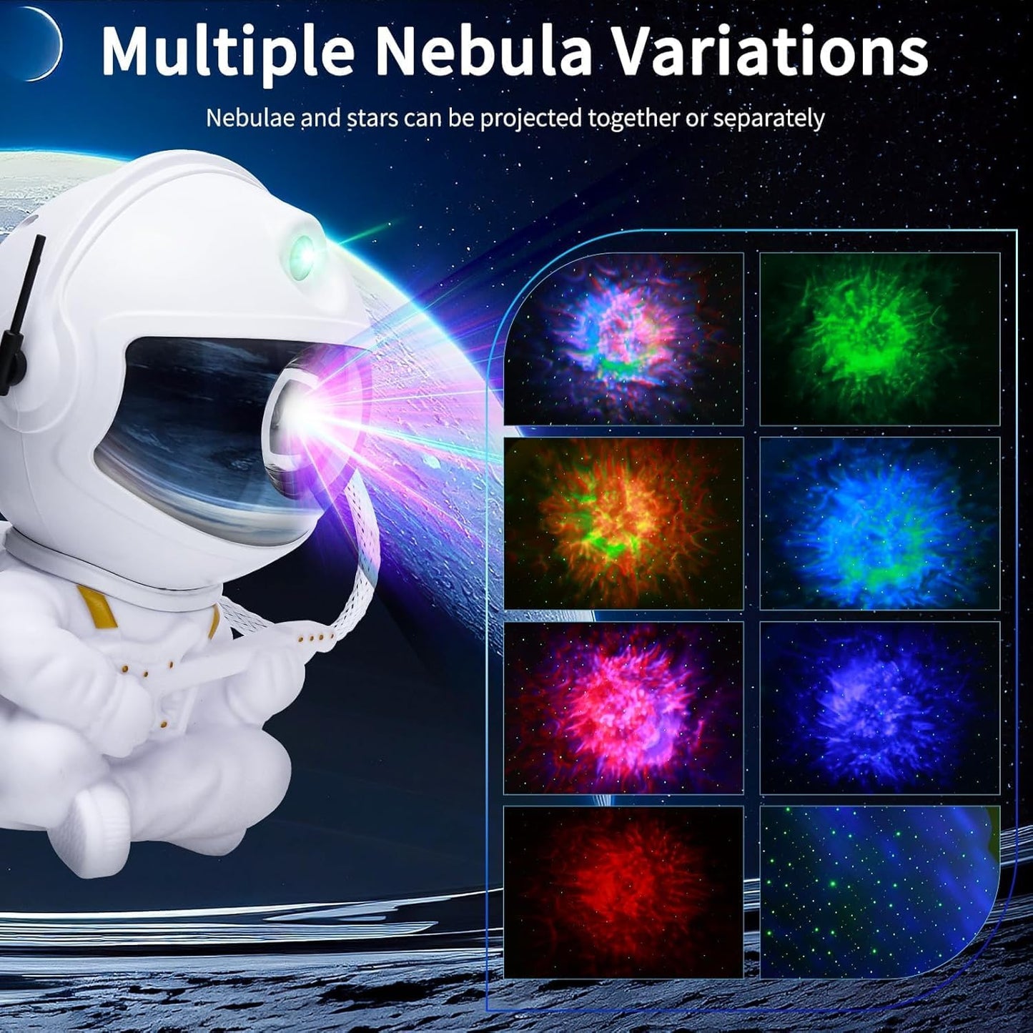 Astronaut Galaxy Star Projector – Nebula Light Projector with Remote Control, 360° Rotating Head Kids Night Light, Gift for Children and Adults-Singing with a Guitar.