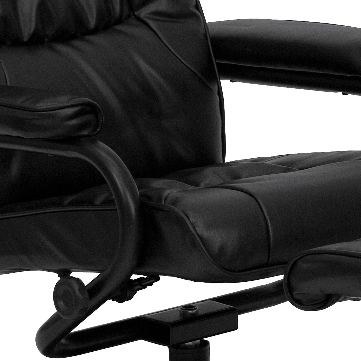 Flash Furniture Rachel Contemporary Multi-Position LeatherSoft Recliner Chair with Ottoman, 360-Degree Swivel Recliner Chair and Ottoman Set, Black