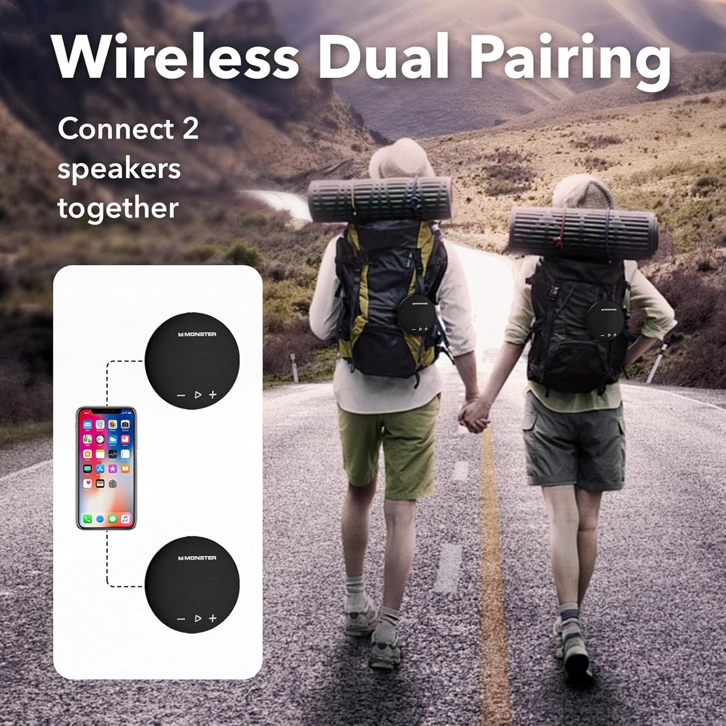 Monster Bluetooth Speaker, IPX8 Shower Speaker Waterproof, Bluetooth 5.4 with Loud HD Sound and Robust Bass, Extra Long Playtime Punchy, for Home, Beaches Portable Wireless Outdoor Speakers