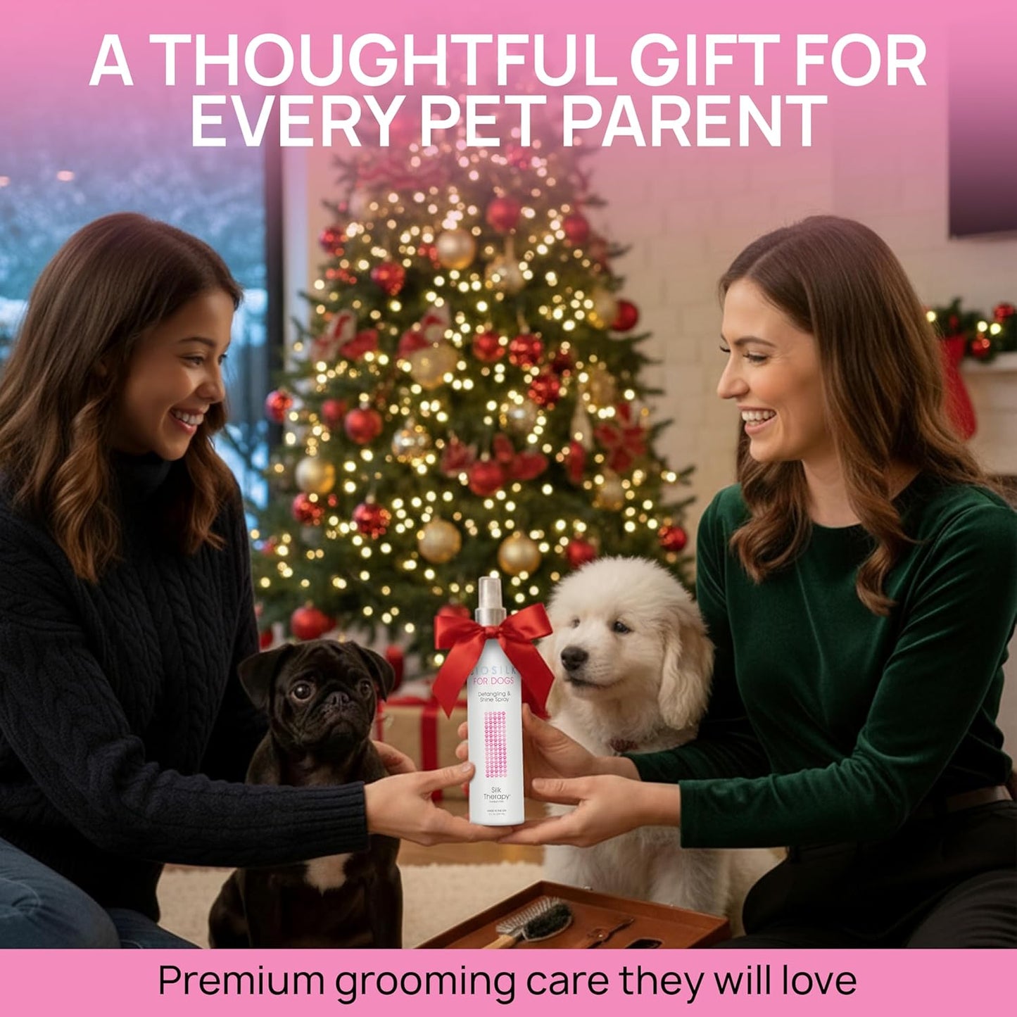 BioSilk for Dogs Detangling Spray with Shine Support, Lightweight Leave In Grooming Mist that Helps Smooth Coats, Detangle, and Add Shine Without Buildup, 8 Fl Oz