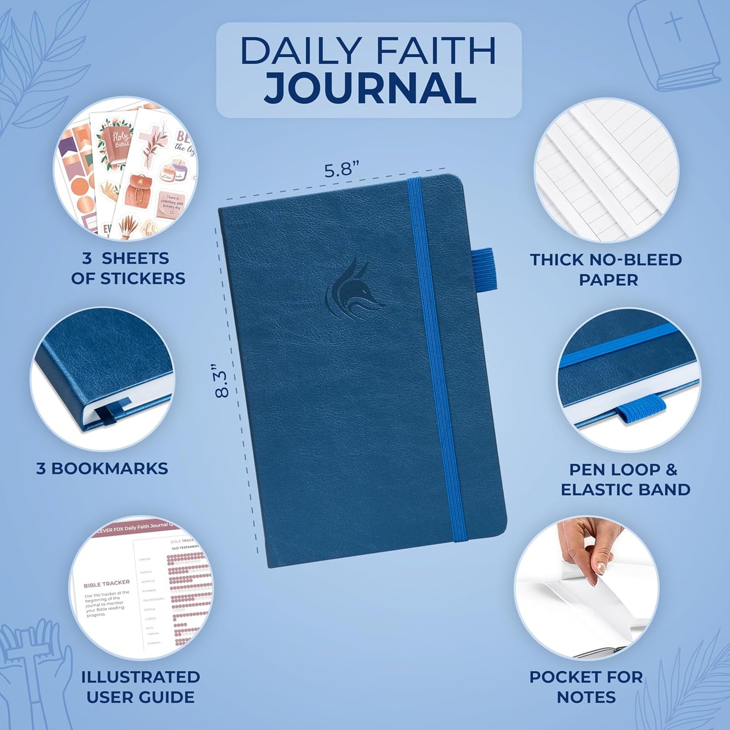 Clever Fox Daily Faith Journal – Guided Prayer, Gratitude & Bible Study Notebook – Faith Based Gifts & Journaling Supplies for Women (Mystic Blue)