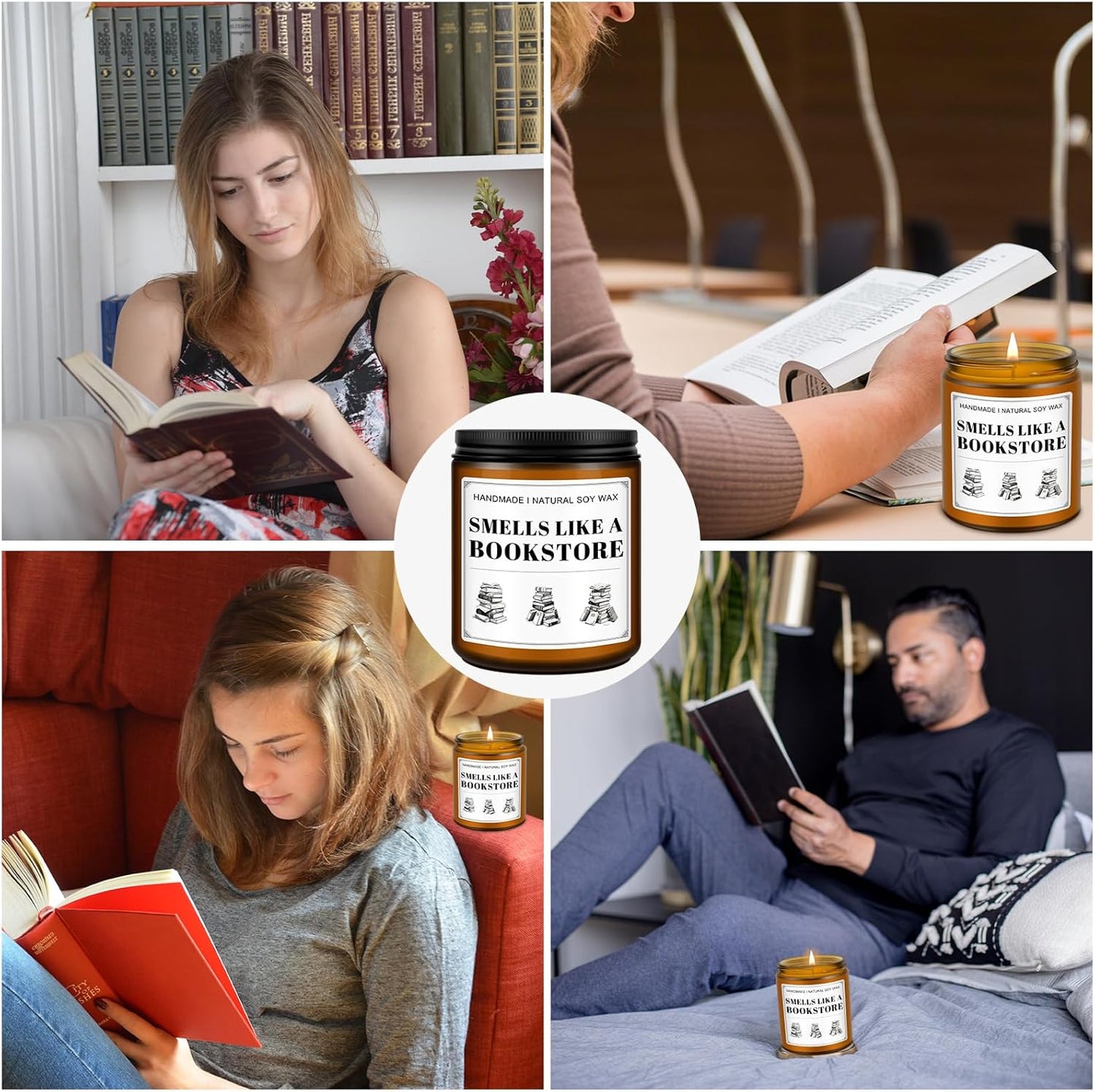 Book Lovers Candle Gifts, Funny Gift Ideas for Book Lovers, Birthday Bookish Presents for Readers Librarian Bookworms -Old Book Candles (7Oz)