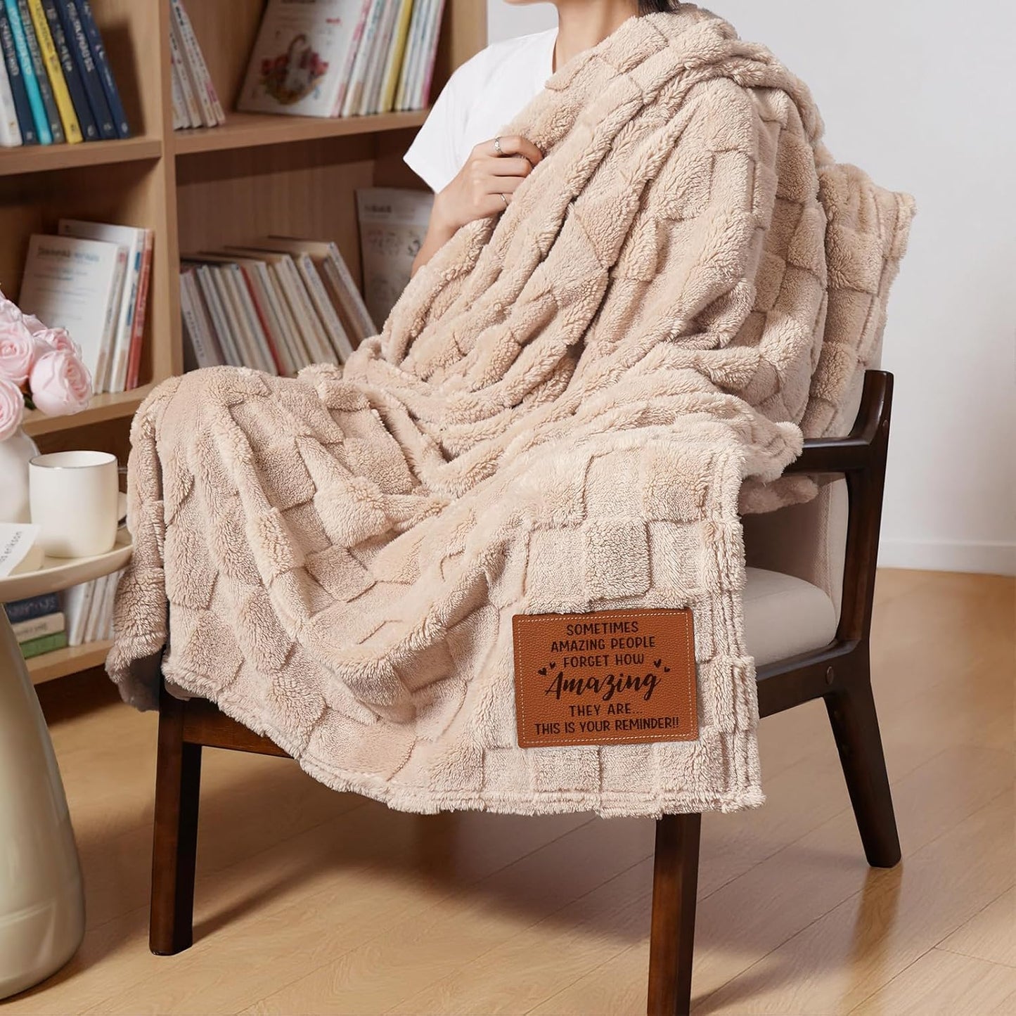 Blanket Gifts for Women Men - You are Amazing Blanket - Birthday Gifts for Women Friendship, Thank You/Appreciation Presents, 3D Checkered Throw with Leather Label, 50”×60“