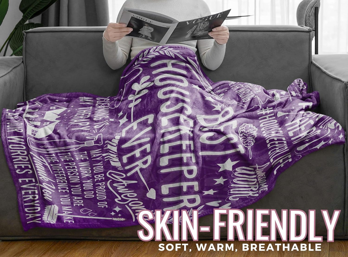 Housekeeping Appreciation Gifts on Housekeeping Week, Housekeeper Appreciation Gifts for Housekeepers, Flannel Blanket Throws for Housekeepers & Related Hotel Staff, 50x65 Inches