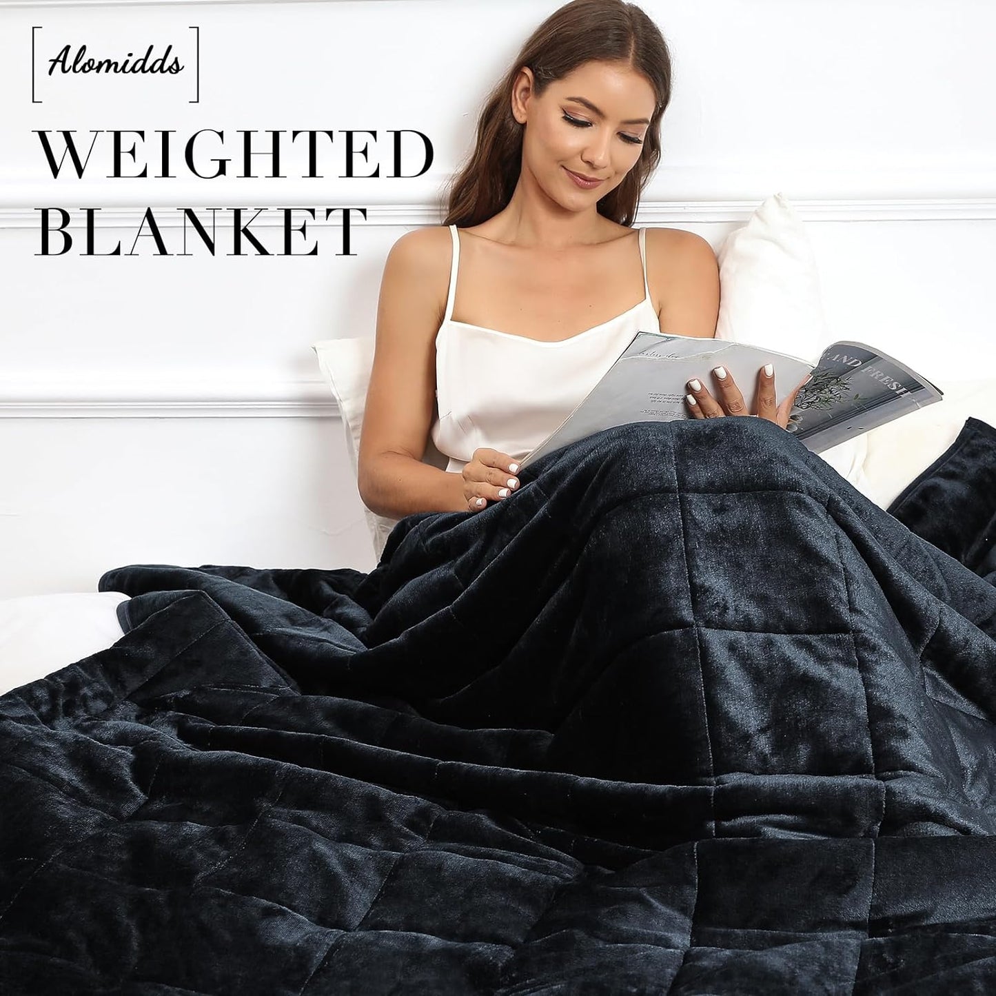 Alomidds Weighted Blanket (Queen Size 20lbs 60x80 inches) with Soft Plush Fleece, Throw Blanket with Cozy Warm Sherpa,Ultra Fuzzy Heavy Blanket Microfiberfor for Sofa Bed, Dark Grey